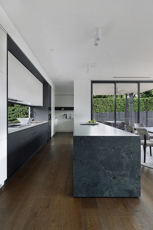 Magnesia Brushed 12mm kitchen island benchtop. Ashburton Residence by De Arch Architects