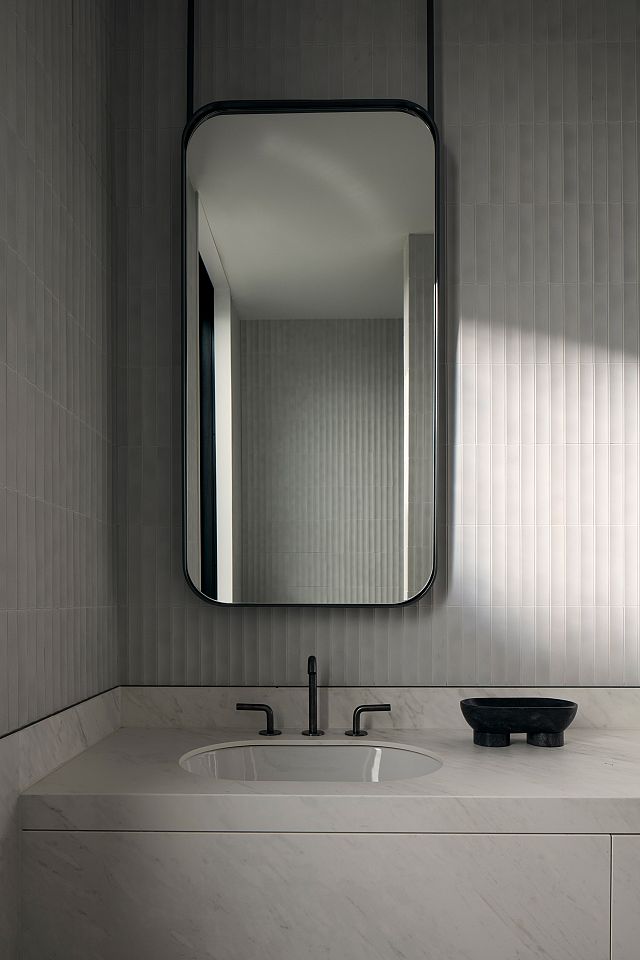 INAX Sairin SAR-1C tiles to bathroom wall with MAXIMUM Michelangelo porcelain vanity.jpg