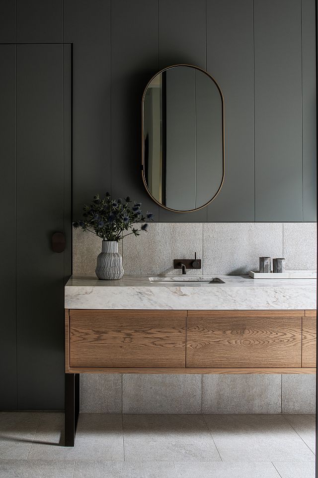 Selenis Honed used as bathroom benchtop at Weeroona House by Neil Architecture and Simone Haag