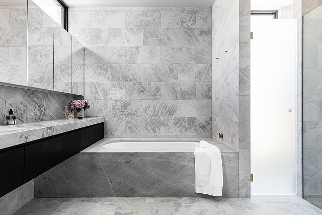 "Elba":/products/elbaÂ featured on vanity, floors, walls, bath surround.jpg