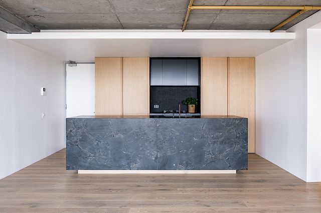 Magnesia Brushed 12mm kitchen island benchtop. Design by Phillip Bouffler. Photography by Javier Saiz.jpg